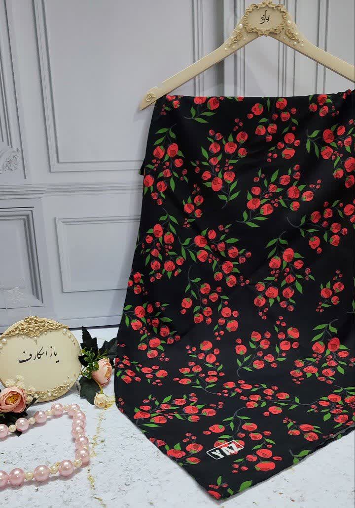 روسری مشکی قرمز یلدا عرض ۱۳۵